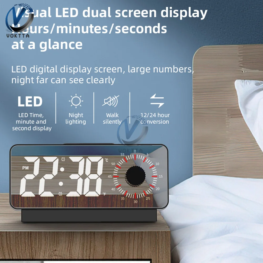 LED Digital Alarm Clock Table Watch Electronic Desktop Clocks USB Wake Up FM Radio Time Snooze Function Alarm Mute Clock