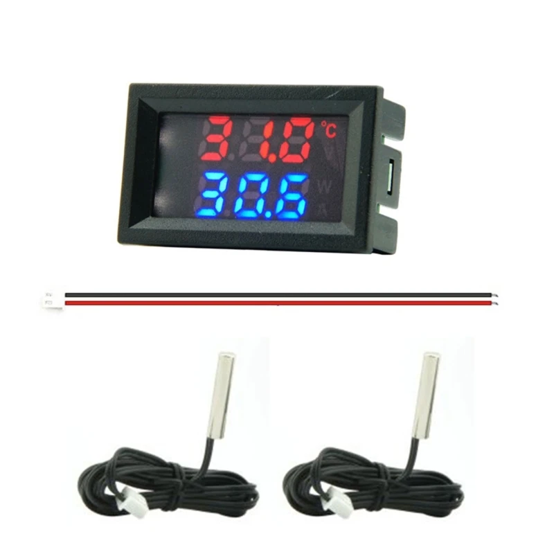 Termometro ad Precisione -50℃-120℃ Termometro Digitale Indicatore Tensione 4-28V con Sonda in Metallo da 100 per Auto