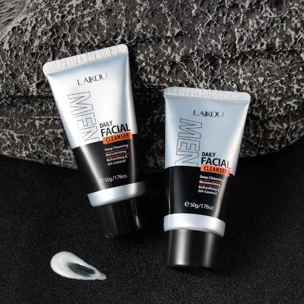 

50g Men's Facial Cleanser, Moisturizing, Men's Skin Care, Oil Control, Blackhead Remover, Cosmetics, Deep Nourishment For M R6V5