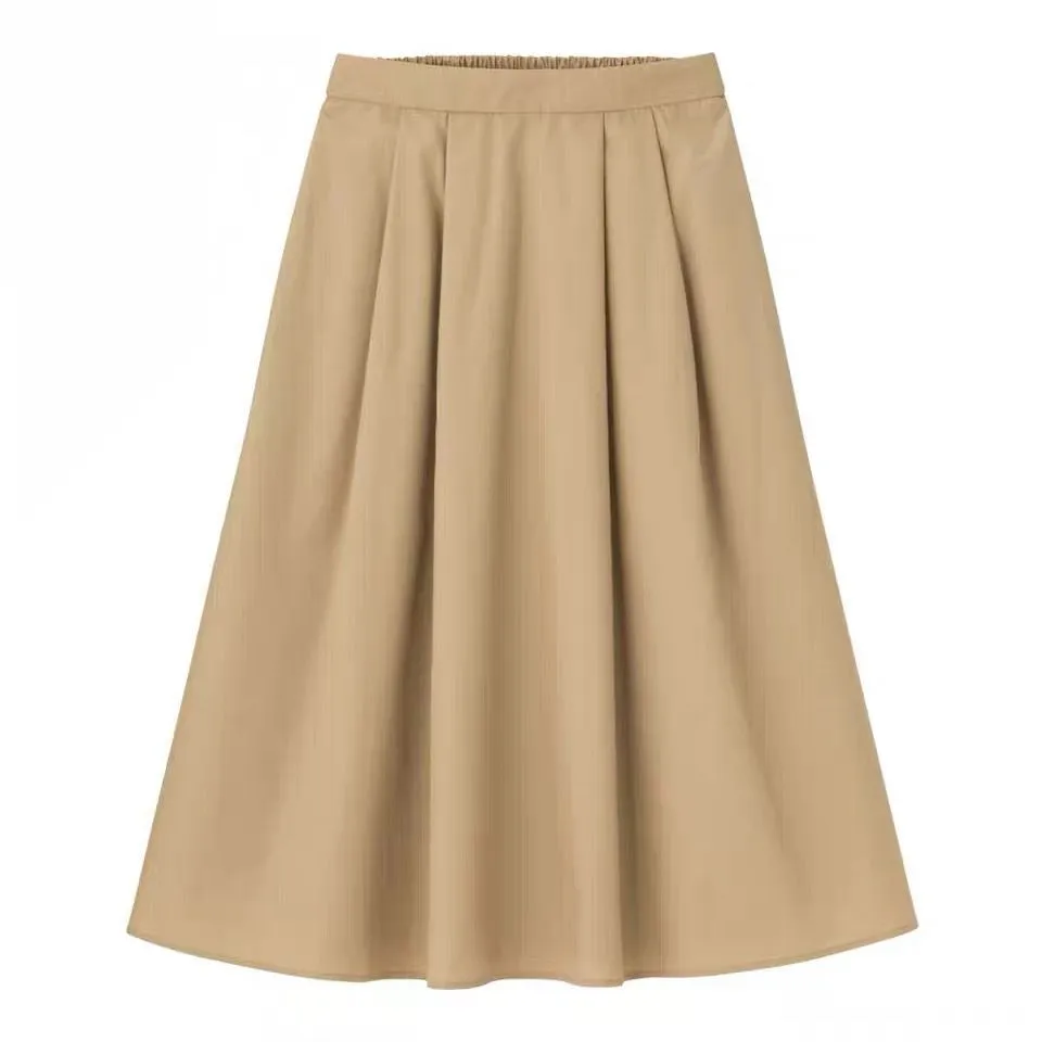 تنانير مكتب للسيدات للربيع والصيف، تنانير جديدة من القطن والكتان للخريف، تنانير طويلة عتيقة بمقاسات كبيرة باللون الأحمر والوردي #3