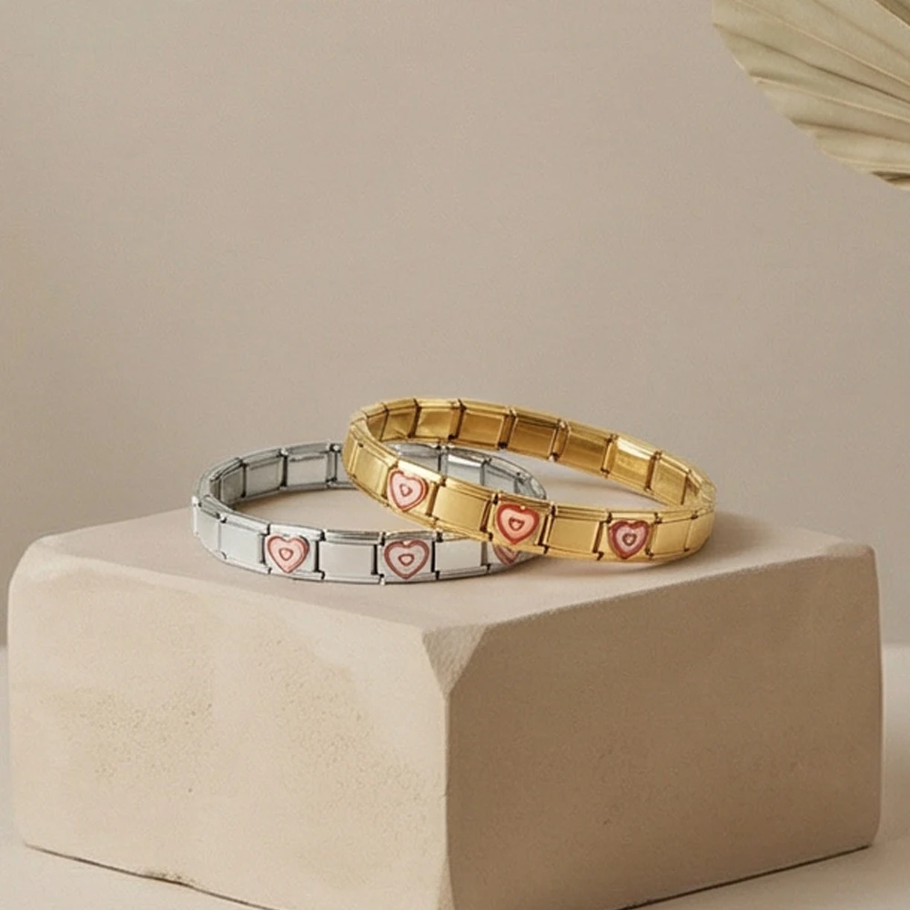 2026 Regenbogenfarbene Stern- und Herzanhänger für italienische Armbandglieder, passend für 9mm Edelstahl, Modeschmuckherstellung, DIY-Zubehör – Detail 2
