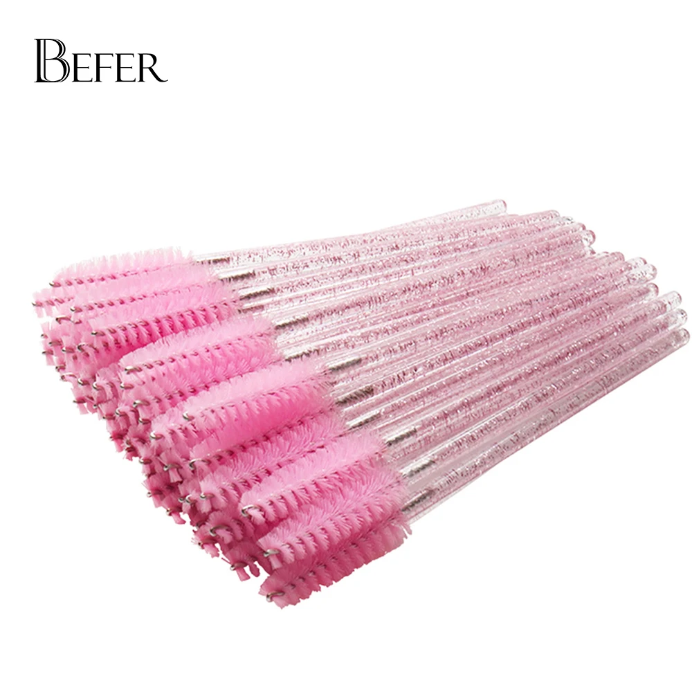 50 Stuks Wegwerp Kristal Wimper Borstels Wenkbrauw Borstel Handvat Mascara Wand Applicator Spoelers Wimpers Make-Up Professionele Tools