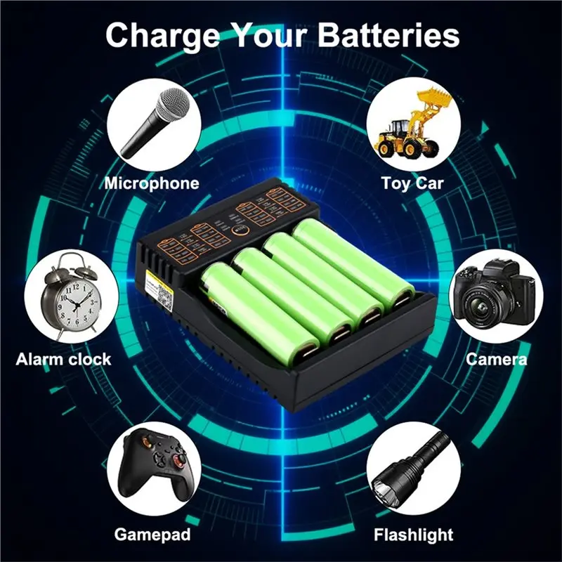 T23C AA/AAA 18650 18350 26650 10440 14500 16340 For Liitokala Lii-402 Battery Smart Charger Supports 1.2V 3.7V 3.2V 3.85V