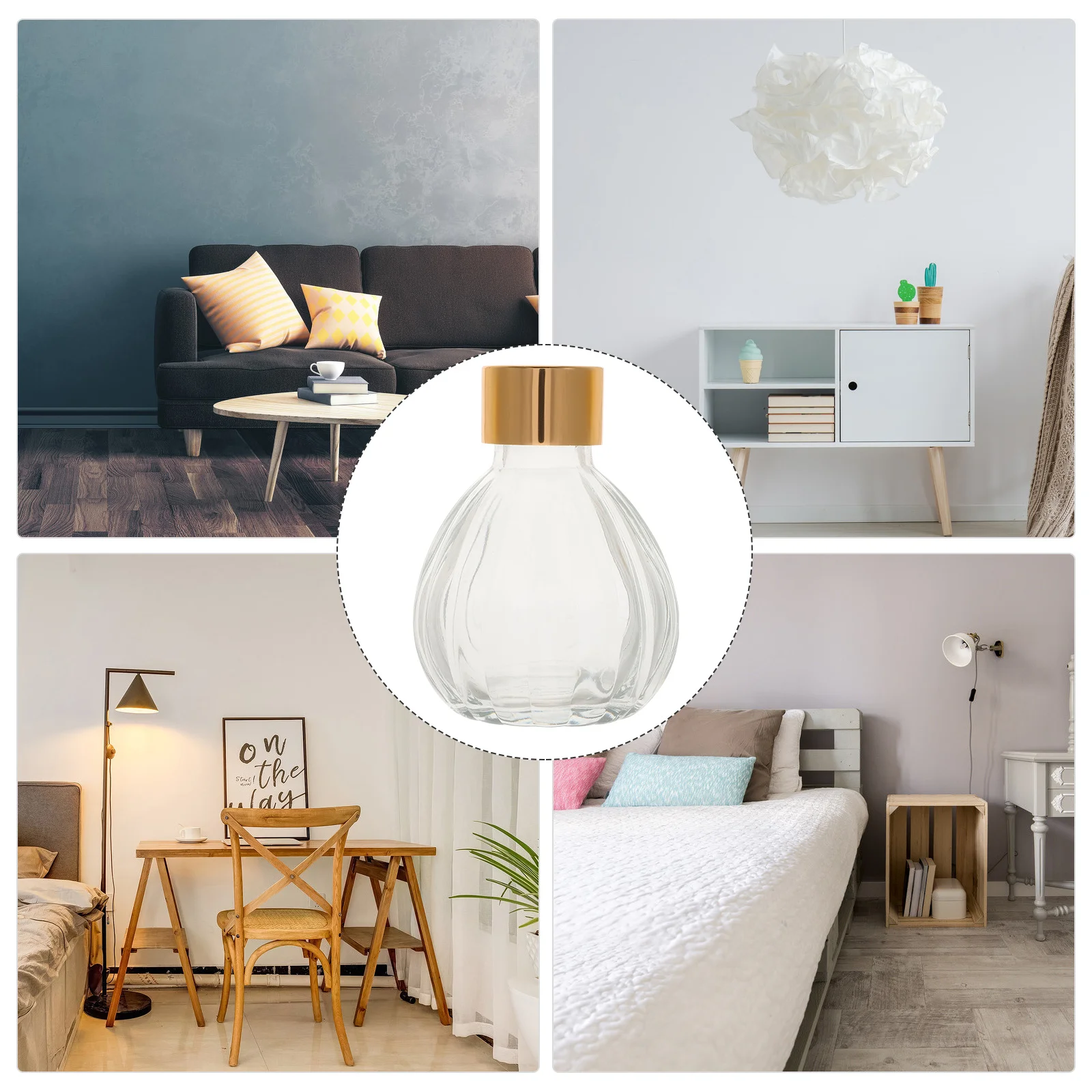 

2Pcs Aroma Diffuser Bottles Wide Mouth Empty Glass Containers Reed Diffuser Holder Multi-Functional Home Decoration