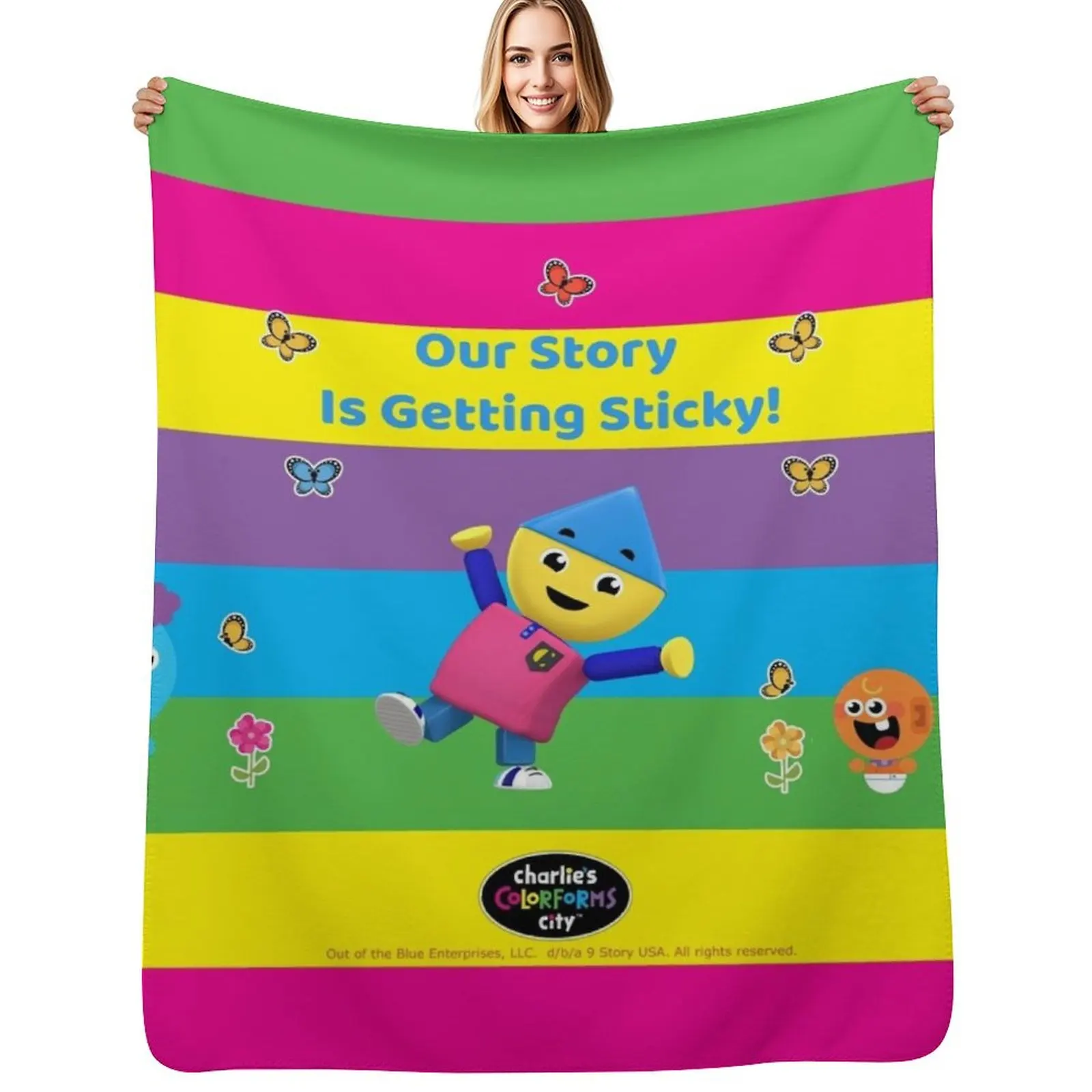 

charlie's colorforms city - Our Story Is Getting Sticky Throw Blanket Hairy Retros decorative Plaid on the sofa Blankets