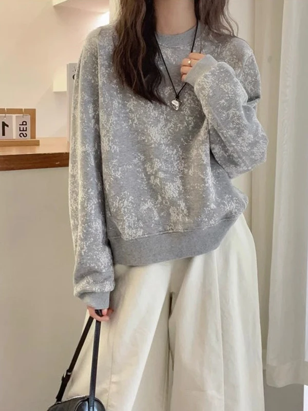 Elegant Loose Fit round Neck Hoodie Women's Fashion Spring New Arrival Comfortable Versatile Korean Style Long Sleeve Sweatshirt