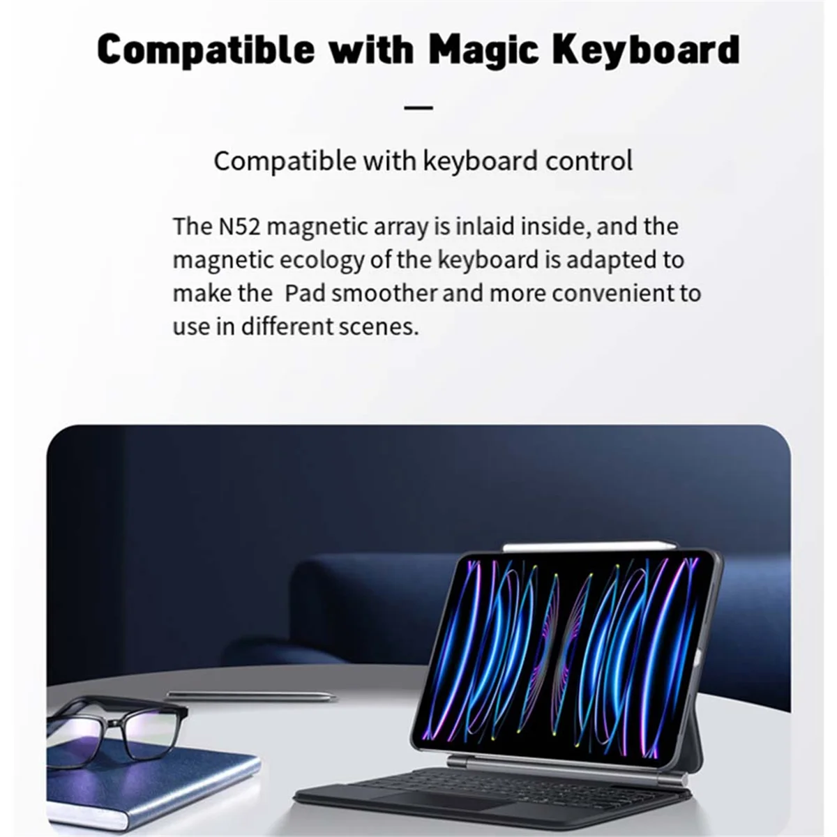 For iPad 12.9 Inches Keyboard Protective Cover Magnetic Attraction iPad Keyboard Case,for iPad Gray