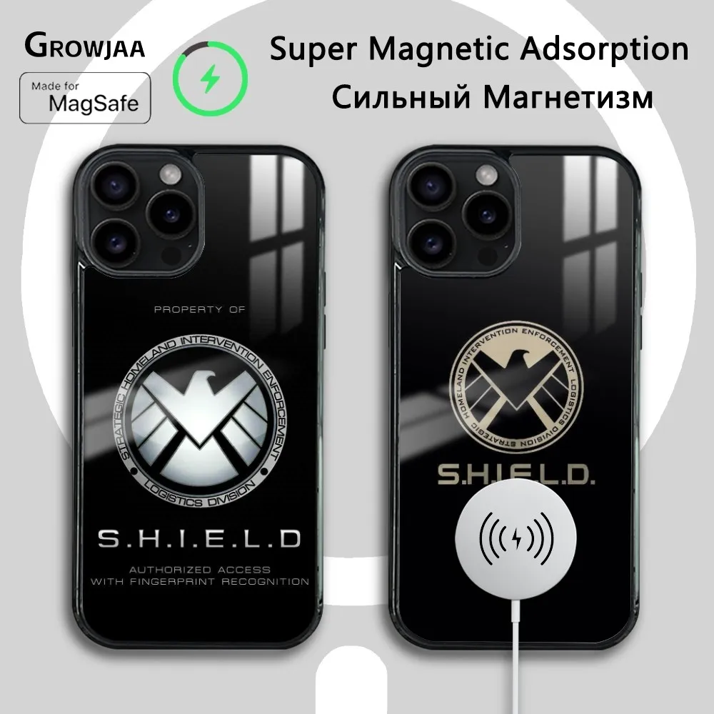 S.H.I.E.L.D. Logo Phone Case For iPhone 16 15 14 13 12 11 Pro Max Plus Mini Magsafe Mirror Wireless Magnetic Cover