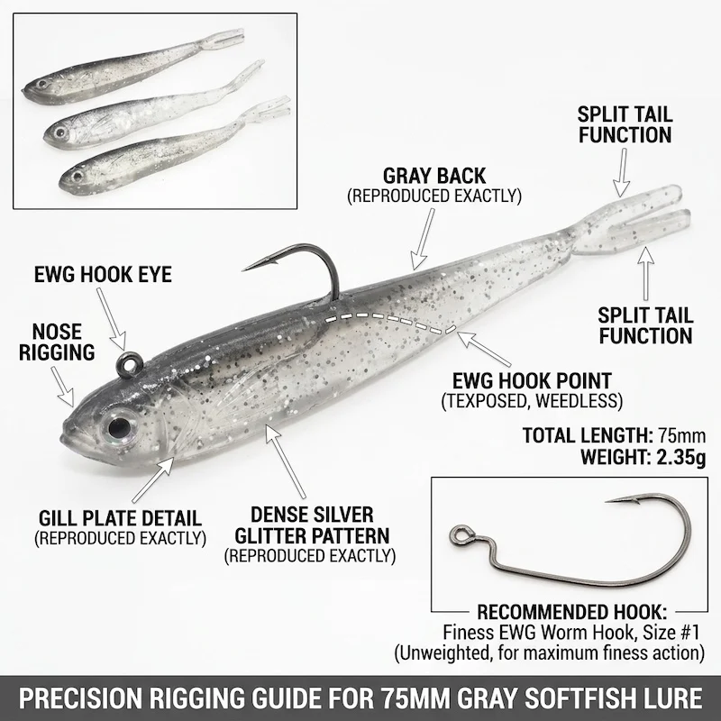 10 Stück/Set Weicher Köder Fisch-Swimbait mit Gabelschwanz Mit & Ohne Haken Angelköder Künstlicher Silikonköder Angelzubehör – Detail 7