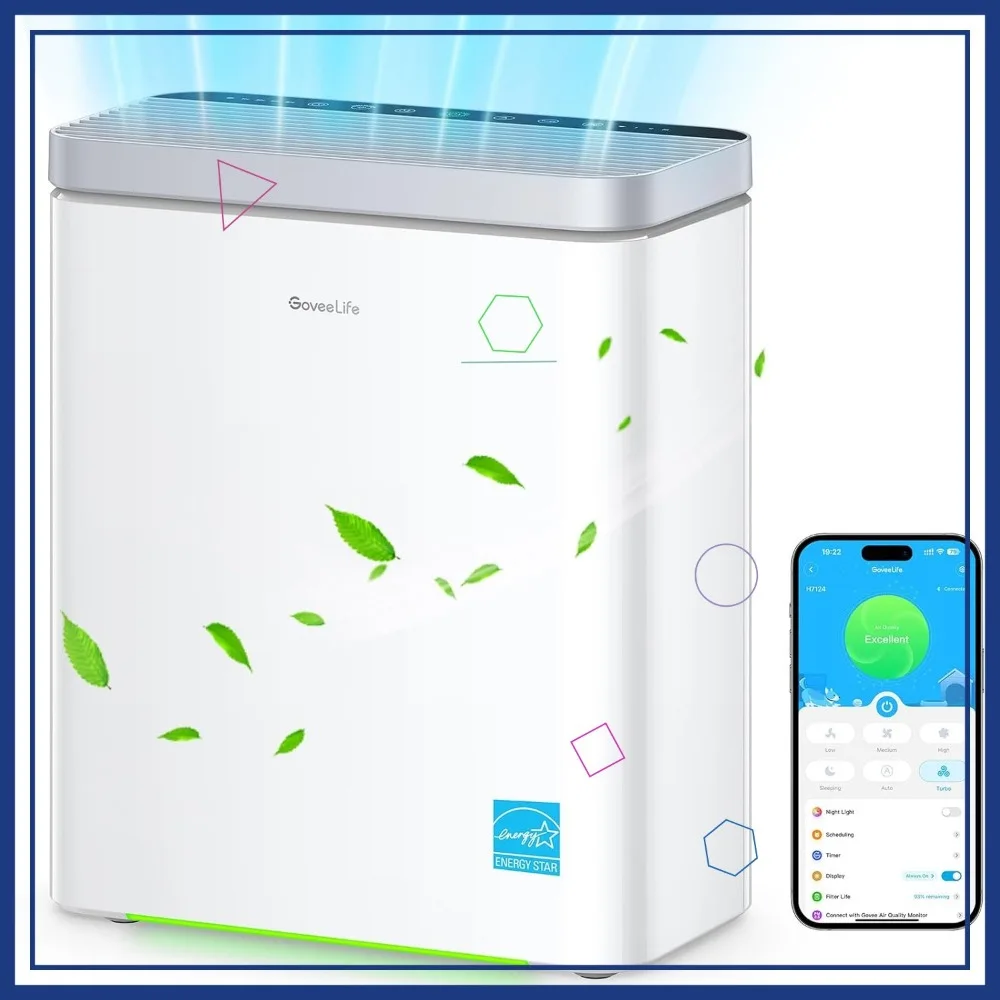 

Smart Air Purifier for Large Rooms up to 1046 ft², PM2.5 Monitor, 3-Stage Filter with App & Alexa Control for Pet Hair and Smoke