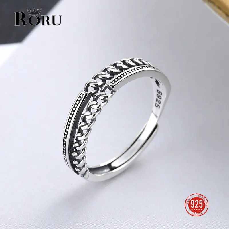 

925 Sterling Silver Finger Ring For Women Female Ins Hipster Adjustable Retro Personalized Cold Style Simple Accessories
