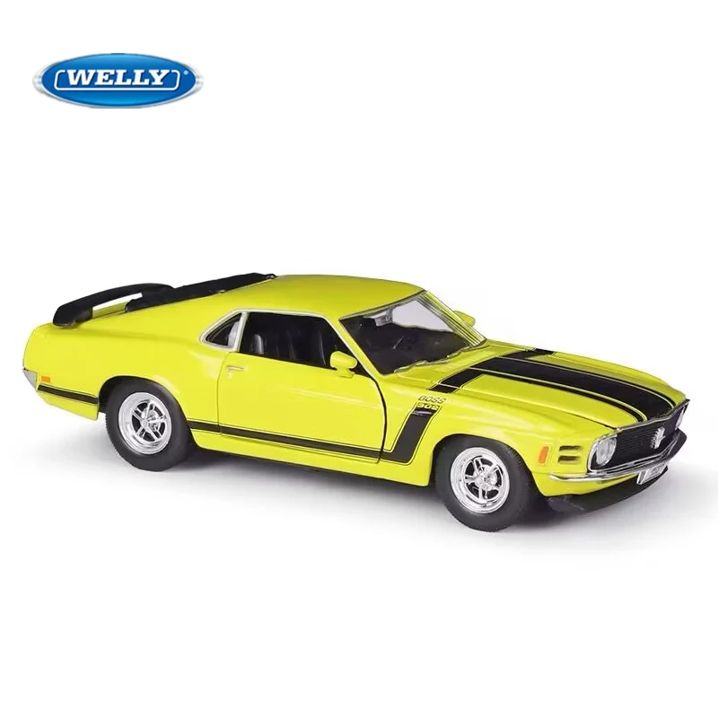 

WELLY 1:24 1970 Ford Mustang BOSS 302 Alloy Racing Car Model Diecast Metal Sports Car Model Simulation Collection Kids Toys Gift