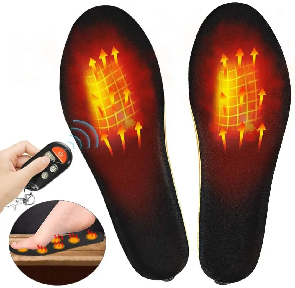 

2000mAh Rechargeable Heated Insoles with Wireless Remote Control Winter Foot Warmer Heating Insoles Size EUR 35-46 Cut to Fit