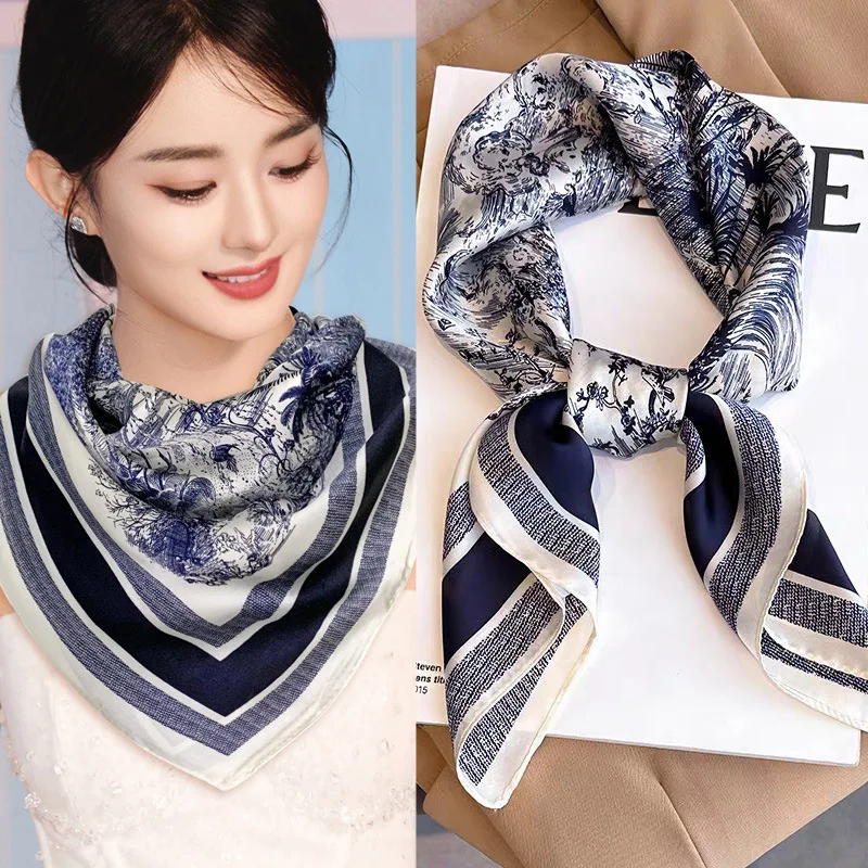 

2026 Luxury Square Silk Scarf for Women Hijab Hair Bands Neckerchief Female Satin Shawl Ribbon Headband Fashion Wraps Bandana