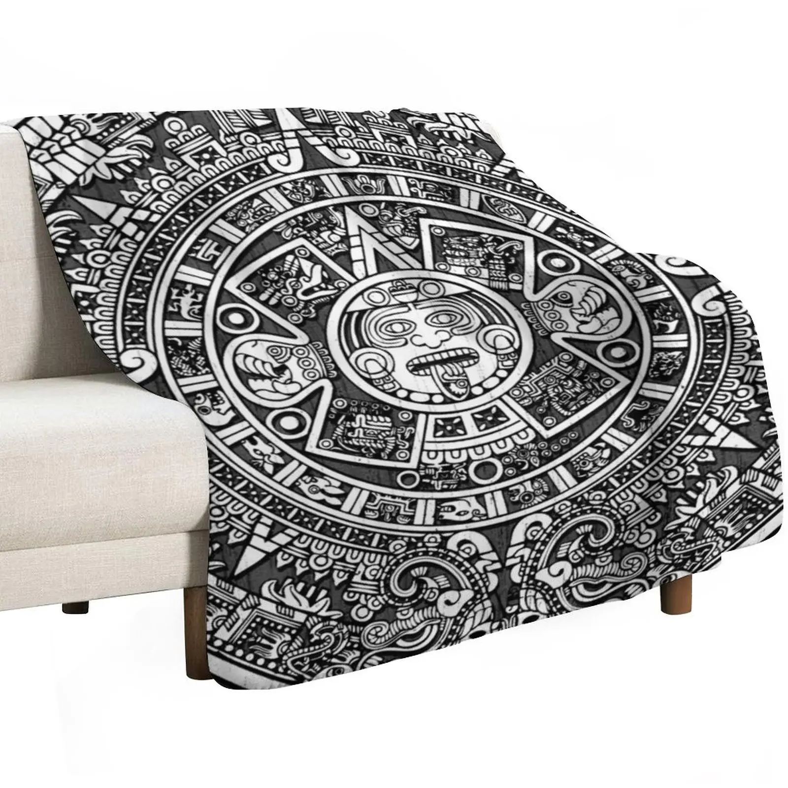 Aztec calendar Throw Blanket christmas gifts Luxury Loose For Baby Decoratives Soft Big Blankets