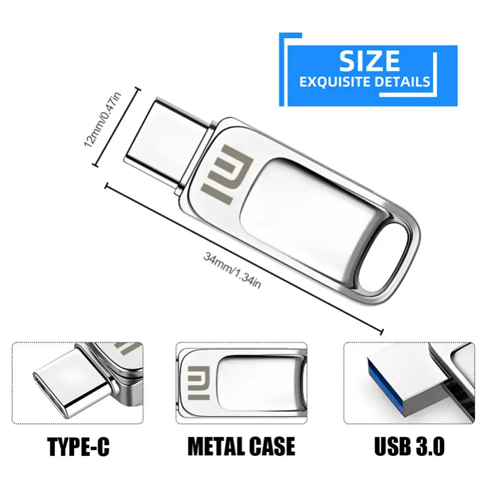 Xiaomi Pen Drive 2 TB USB 3.2 Flash Metal Drive 1TB Large Capacity High-Speed Transfer Storage Waterproof Memory U Disk Original