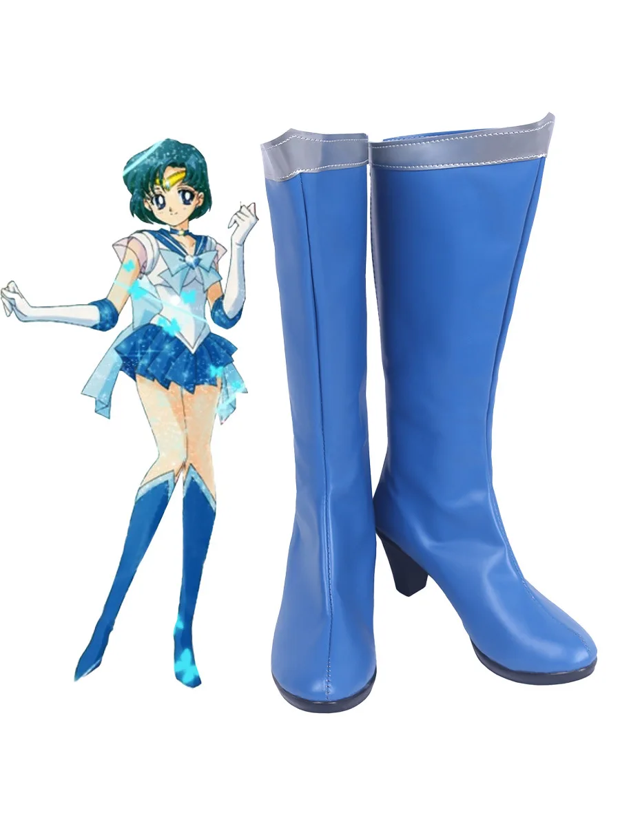 

Обувь для косплея Mizuno Ami Sailor Mercury, ботинки для игр, аниме, вечеринок, Хэллоуина