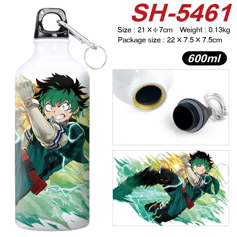 600ML Anime Water Cup My Hero Academia Duke Izuku Bakugou Shouto Student Cartoon Sport Outdoor School Aluminum Cups Bottle