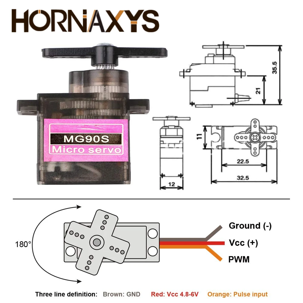 1-10PCS MG90S Micro Servo Motor Metal Gear Analog RC Servomotor 180 360 Degree  For Mini Car Airplane Helicopter Arduino Robot