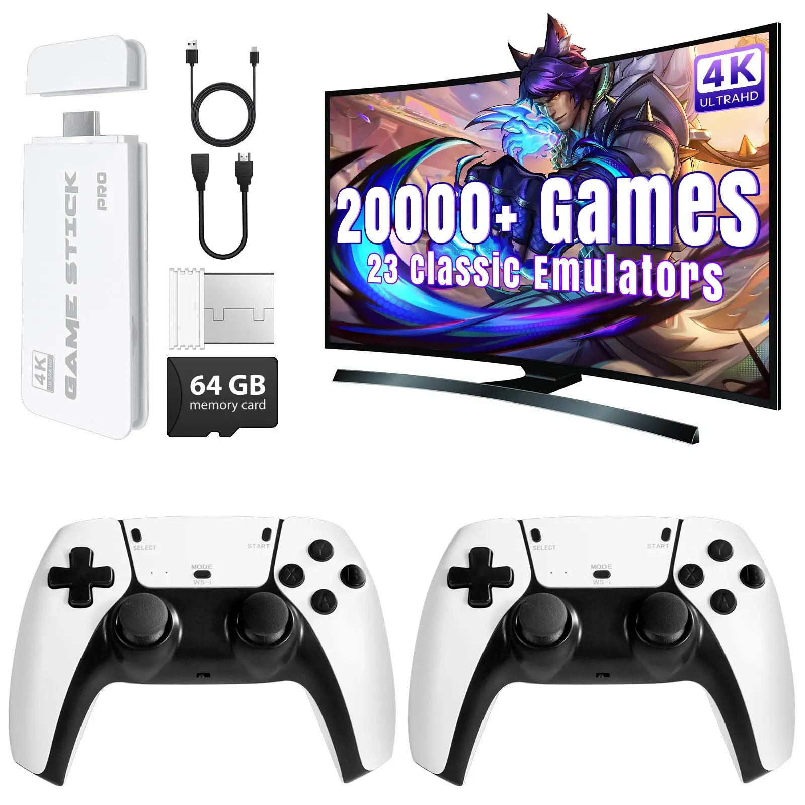 

2025 LDK Retro Gaming Console 20000+ Games 23 Emulators 2.4GHz 4K HD Output Plug & Play TV Video Game Stick for TV/PC/Projector
