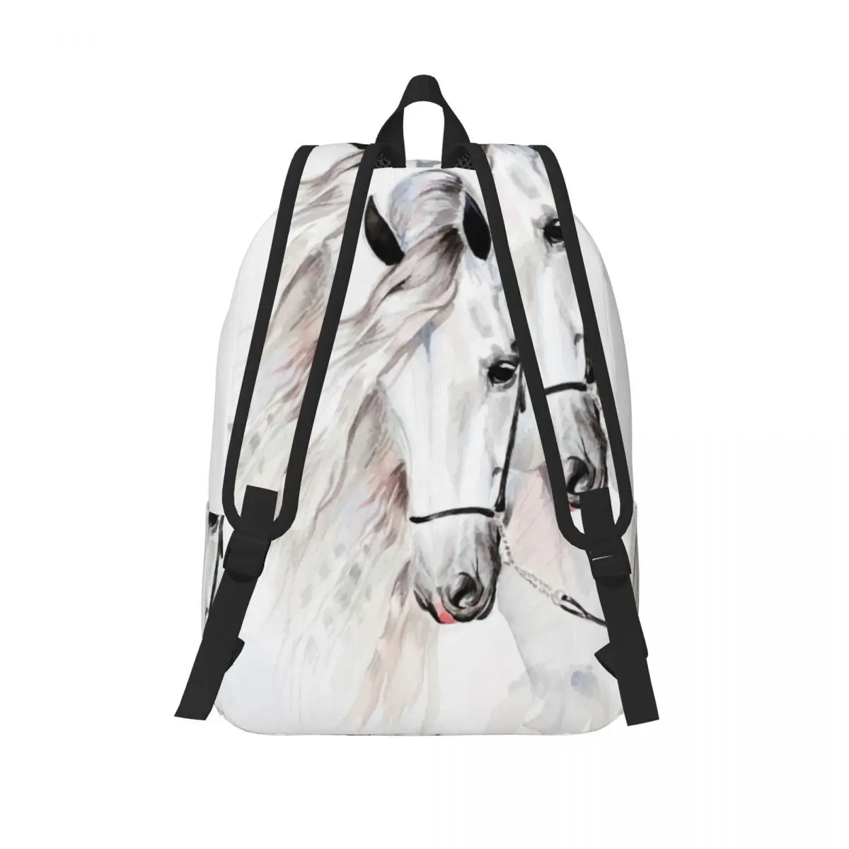 Student Bag Watercolor Andalusian Horse Portrait Backpack Parent-child Lightweight Backpack Couple Laptop Bag