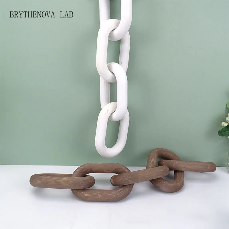 Aqumotic Wood Chain Link Decor Entry Coffee Table Decor Items Hanging Wooden Marble Knot Sculpture Modern Decorative Objects