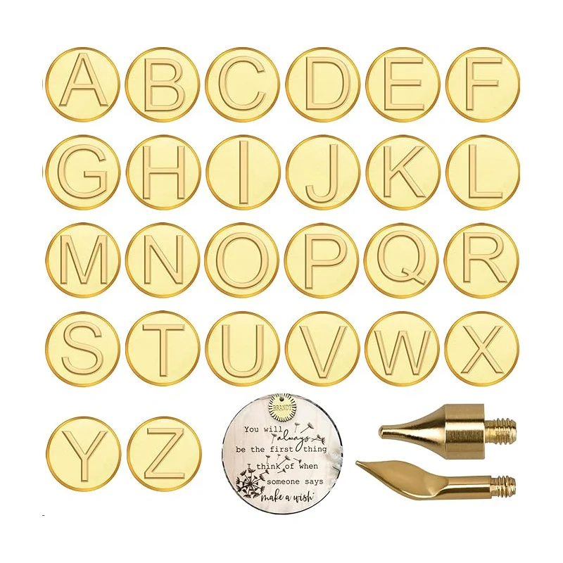 Wood Burning Tips 26 Letters,Alphabet pyrography Iron Tip for Embossing and Carving Crafts