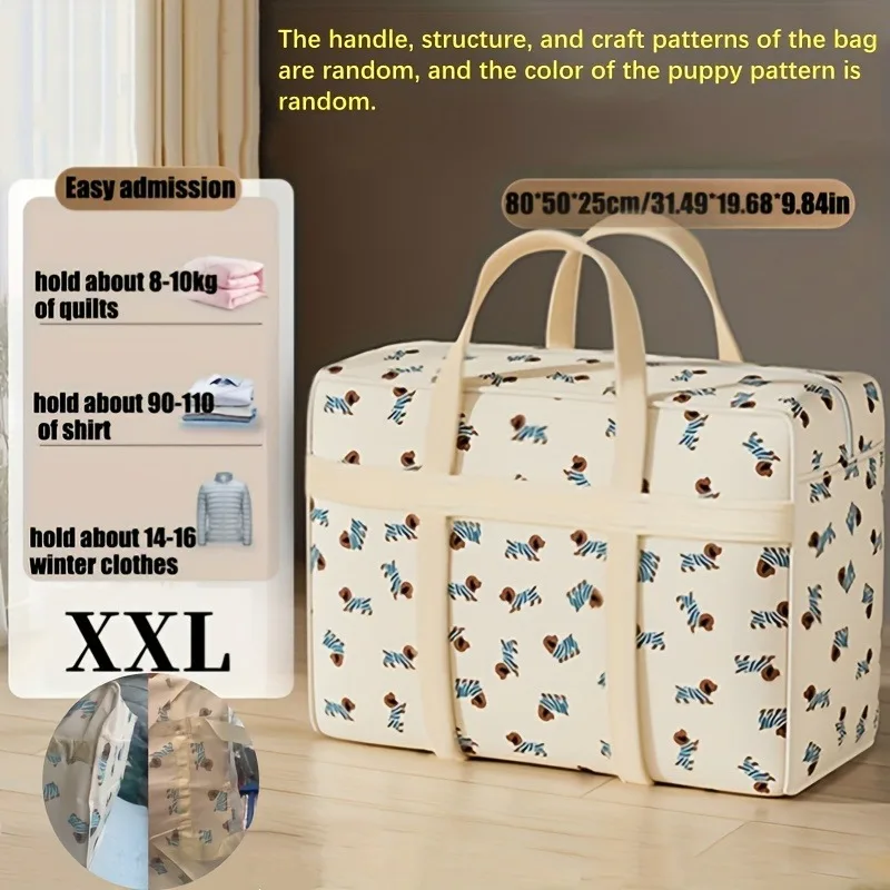1pc Foldable Luggage Organizer Bag with Cute Puppy Pattern,Large Capacity Space-Saving Travel Storage Bag,Durable Polyester bag view 2