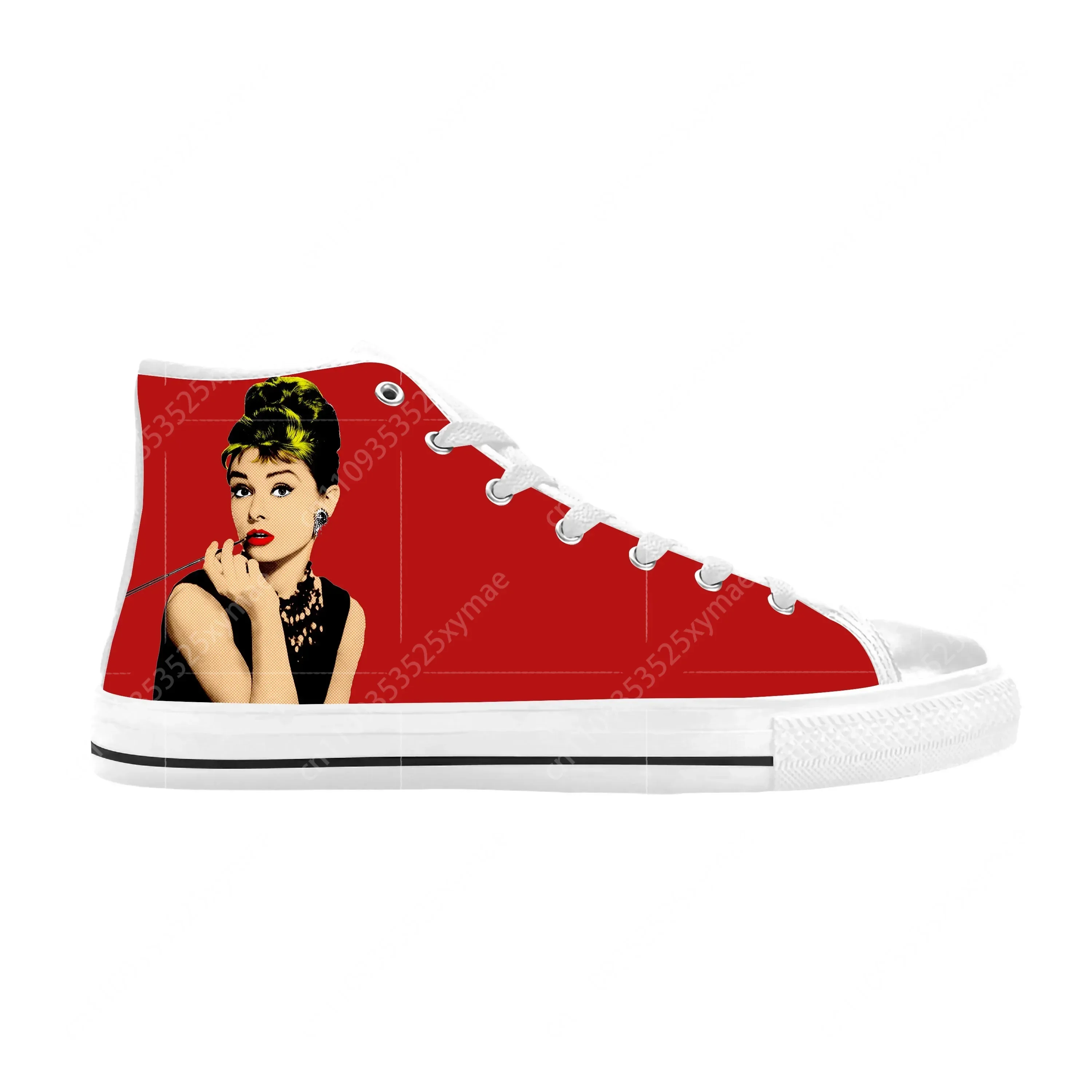 Zapatillas de deporte con estampado 3D para hombre y mujer, zapatos informales de tela con diseño de estrella de cine de Audrey Hepburn, cómodos y transpirables