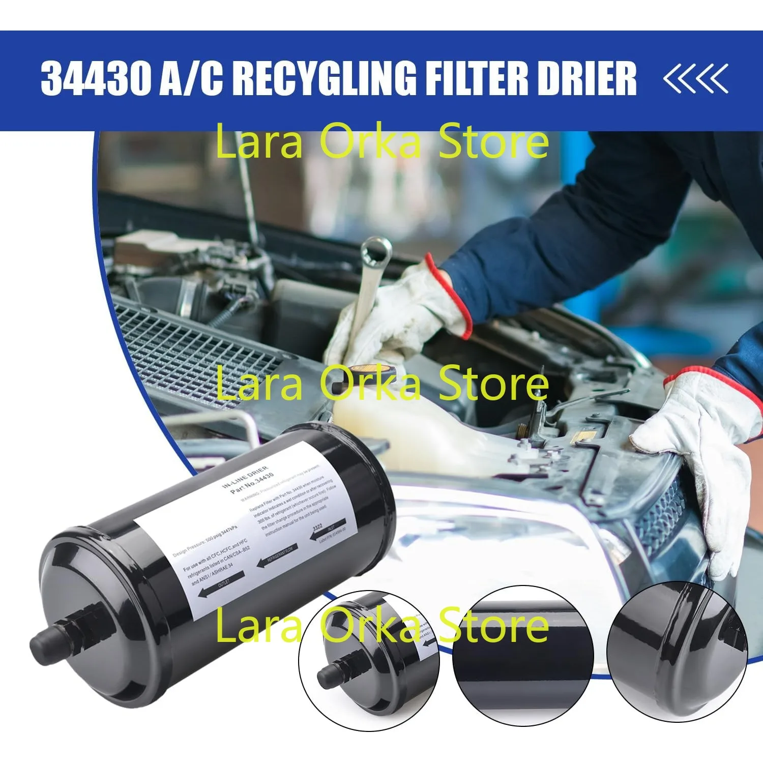 

1 шт. 34430 Фильтр-осушитель для систем кондиционирования воздуха - черный (1 упаковка) для эффективного извлечения и заправки хладагента. Модели: 17700A, 34450