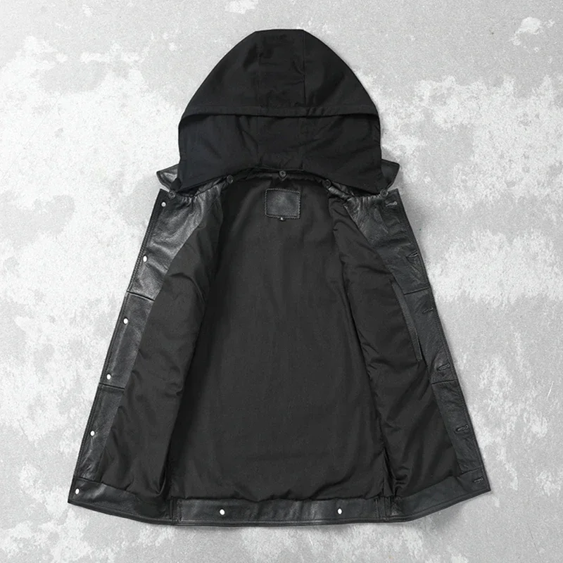Herren Weste Kapuze echte Rindsleder Westen schwarz Vintage rotbraun Motorrad Biker Reit weste Echt leder Weste