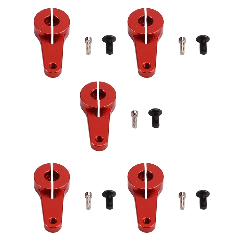 5PCS 25T M3 Metal RC Servo Horn Aluminum Arm Set for MG995/MG996R E9001 Futaba Savox DIY Car Toy 31mm Red