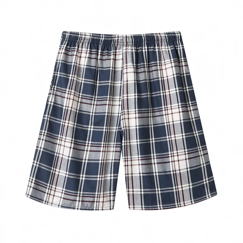 

Summer Men 100% Cotton Sleep Shorts Casual Sleepwear Pajamas Pants Male Plaid Home Nightwear Shorts Men Lounge Shorts XL-XXL