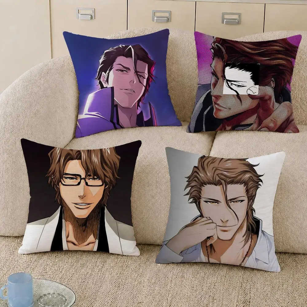 Anime Sosuke Aizen Bleach Gotei 13 Cushion Cover Decorative Pillowcase Soft Short Plush Cozy Durable Sofa Home Decor Items Gift