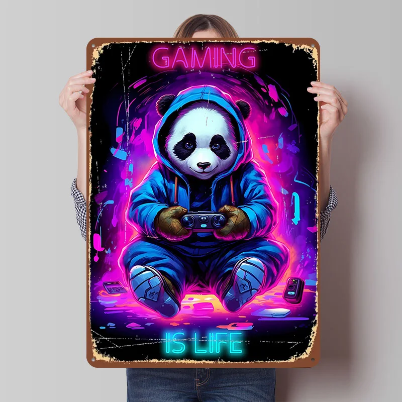 Gaming Is Life Metallposter Individualisierte Wandkunst Retro Vintage Blechschilder für Männerhöhle Haus Schlafzimmer Dekoration Gemütliche Einrichtung