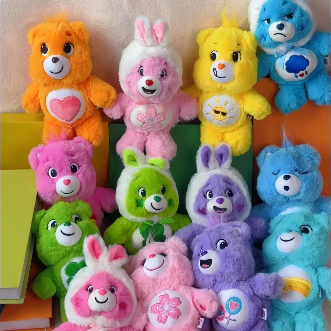 Care Bears 22cm Suction Cup Plush Pendant,Bunny Hood Love Bear Cartoon Stuffed Doll,Cute Hanging Ornament Home Office Decor Gift