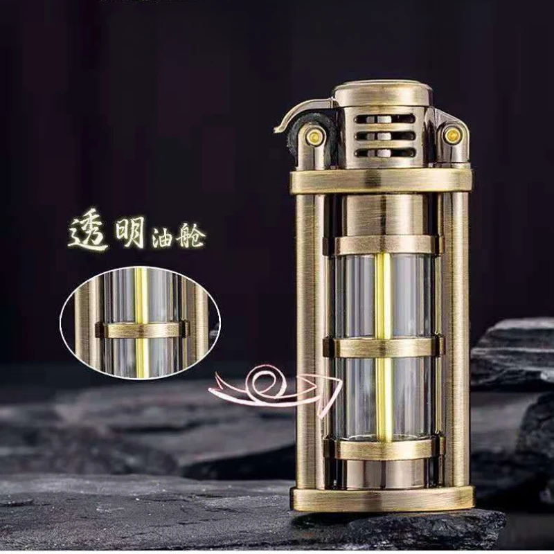 ZORRO Various Selection Transparent Oil Tank Kerosene Lighter Small Portable Creative Retro Grinding Wheel Lighter