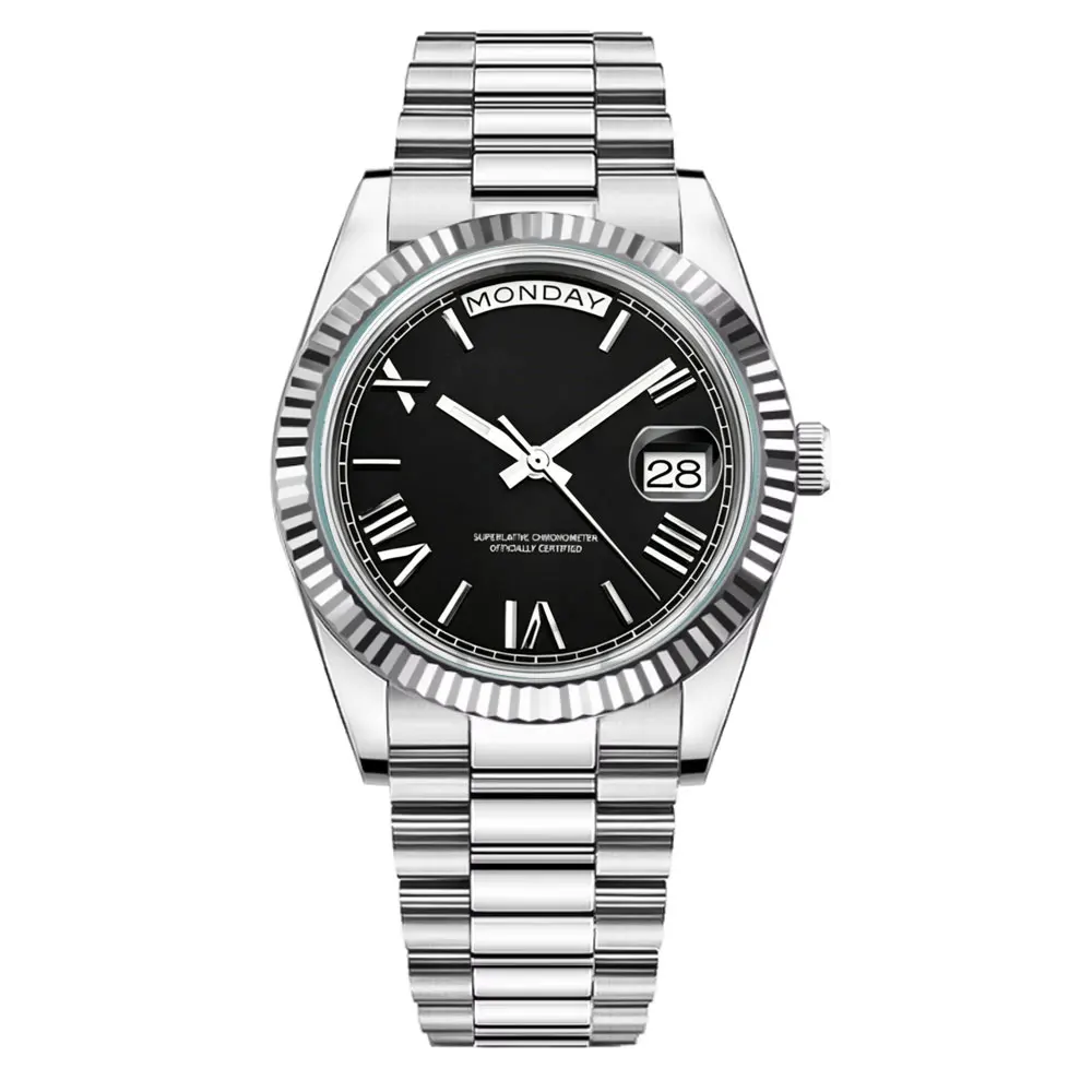 Custom LOGO Watch for Men Luxury Miyota 8285 Day Date Automatic Watch Sapphire Glass 10ATM Waterproof Mechanical Wristwatch