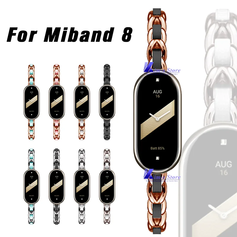 Edelstahl band für Xiaomi Mi Band 8 Fashion Lady Style Metall armband für Miband 8 NFC Schnell verschluss Ersatz band