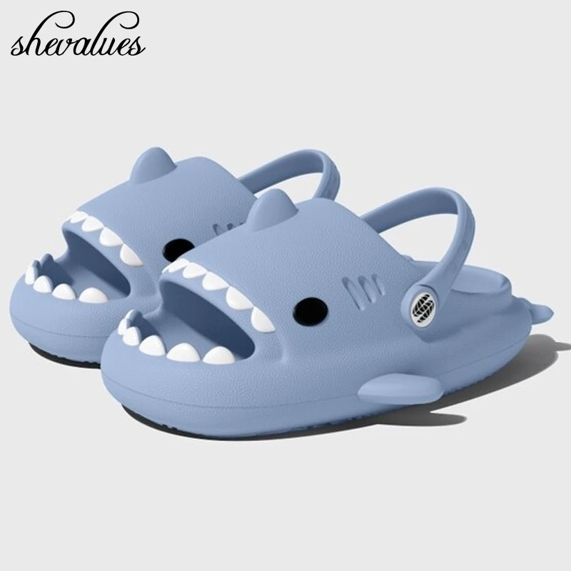 Shevalues Cartoon Shark Slippers For Women Fashion Shark Sandals Men Platform Women's Flip Flops 2023 Summer Couple Beach Slides