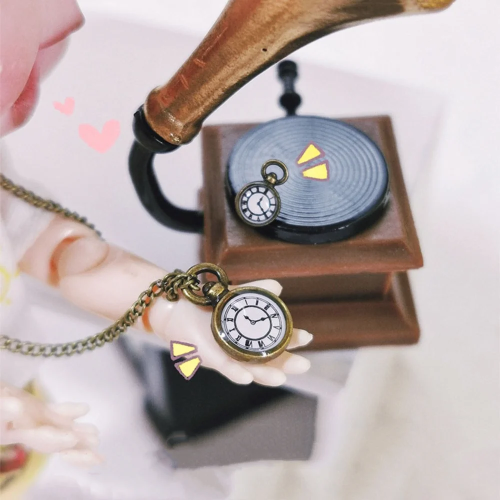 Necklace Watch Dollhouse Simulation Pocket Watch Simulation Toy Ob11 Accessories Mini Doll Necklace Pocket Watch Vintage Alloy