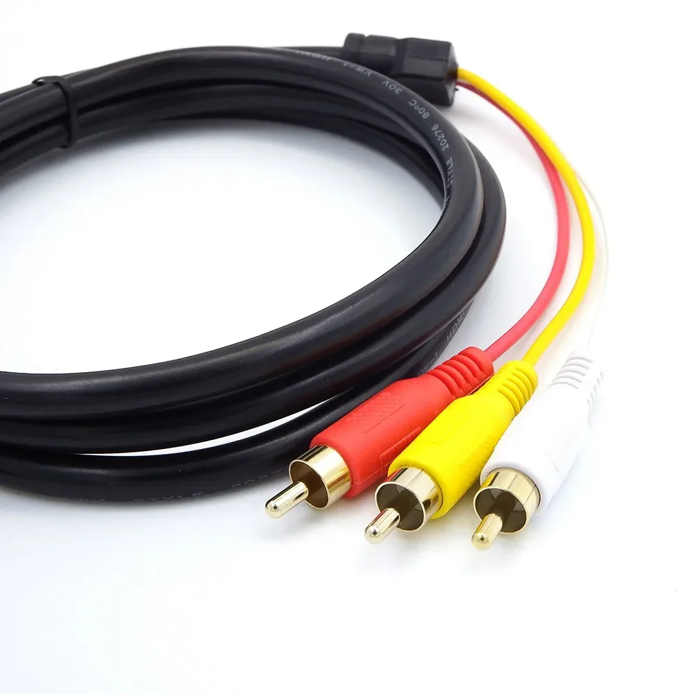 Escam Hdmi-Compatibel Male Naar 3RCA Av Composiet Male M/M Connector Adapter Cable Cord Zender