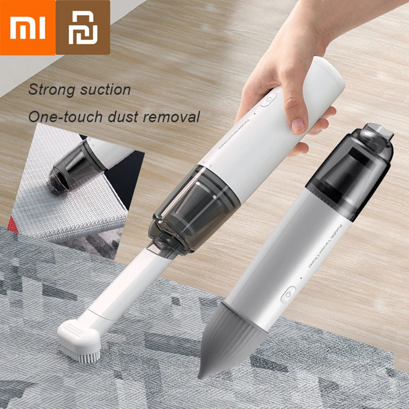 Xiaomi Youpin Vacuum Cleaner Car Home Portable Handheld Wireless Charging Metal Filter Element Mini High Power With Brush Head