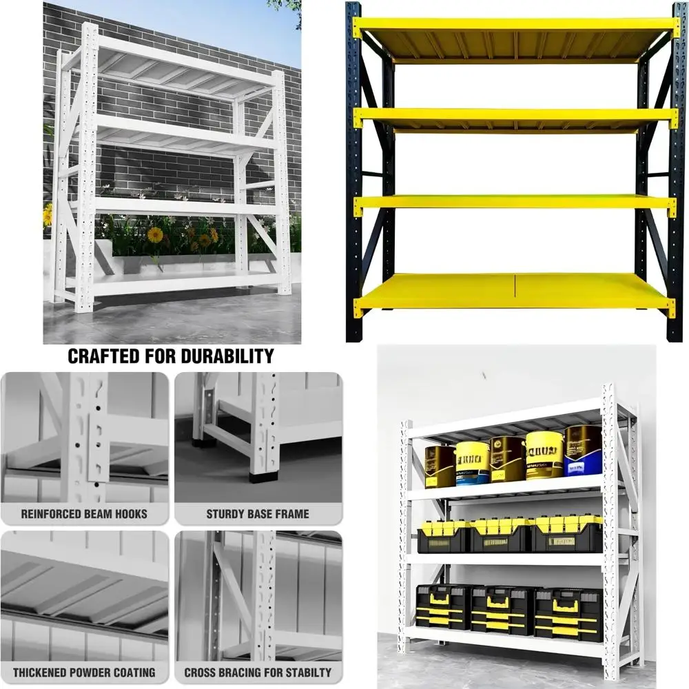Rak Penyimpanan Industri Heavy Duty 78,74 Tinggi x 47,24 Lebar x 19,69 Kedalaman, Menampung 400 lbs per Rak, Tersedia dalam Berbagai Warna.