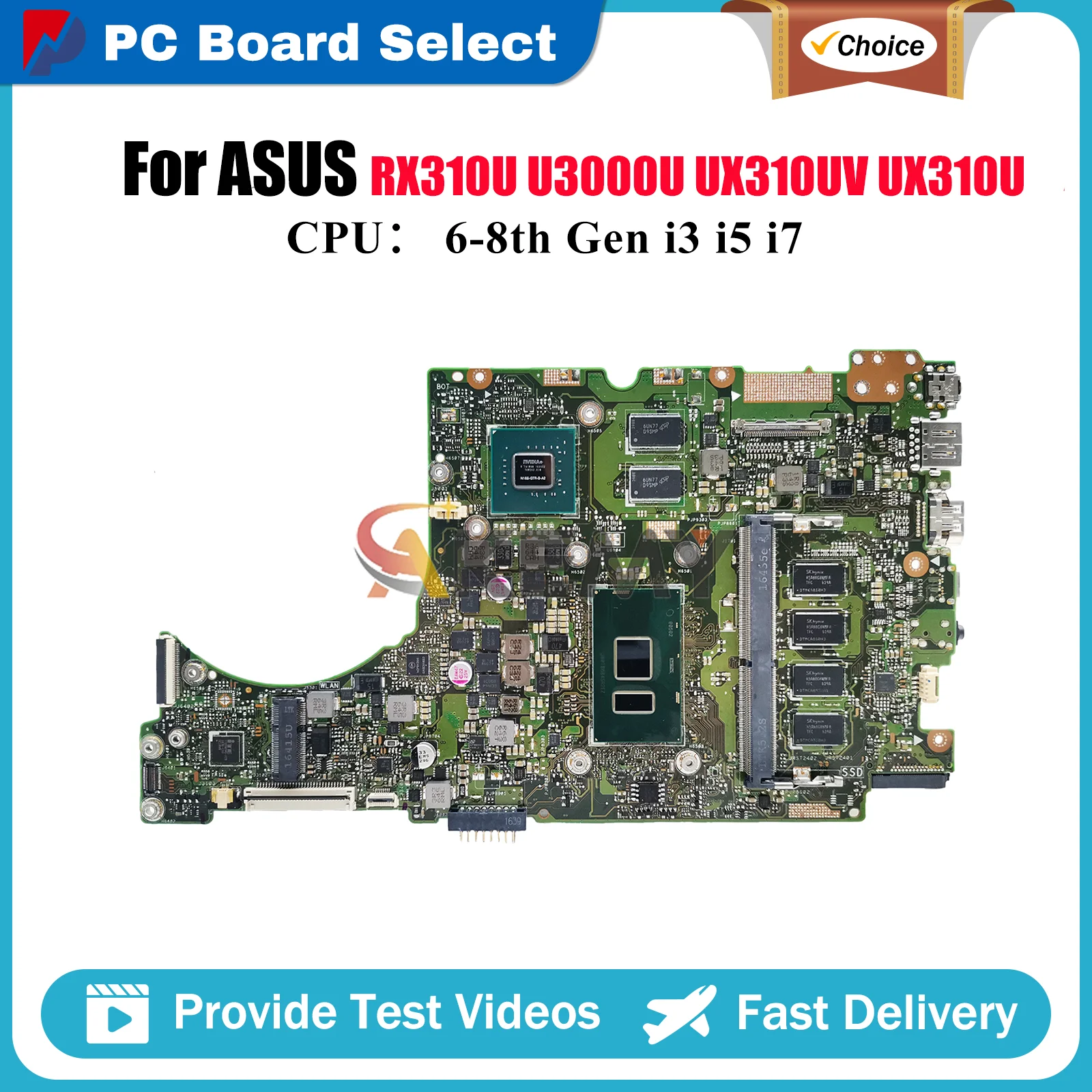 

UX310UV Материнская плата для ноутбука ASUS U3000U UX310UV UX310UQK UX310UQ UX310UFR UX310U UX310UQR RX310U Материнская плата с процессором i3 i5 i7