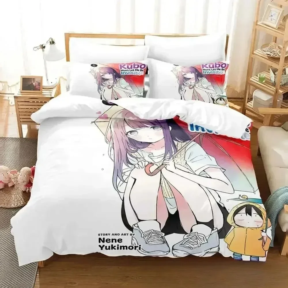 Kubo Won't Let Me Be Invisible Bedding Set Single Twin Full Queen King Size Bed Set Adult Kid Bedroom Duvet cover Sets Anime