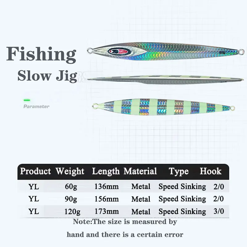 AS Fast Jig Vertical Speed Sinking Glow Bait 60g90g120g Pesca Spoon Metal Jigging Fishing Artificial Bait Sea Lure Angler