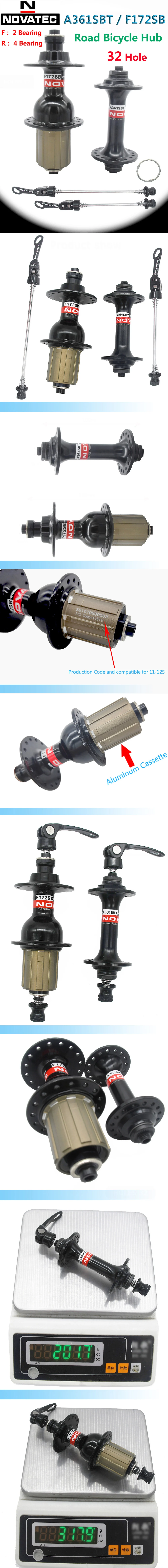 Novatec A361SBT/F172SB Rennradnabe 11S vorne/hinten 32-Loch-Schnellspanner Fahrrad Freilauf V-Bremse 4 Lager für 8-9-10-11-12S – Detail 4