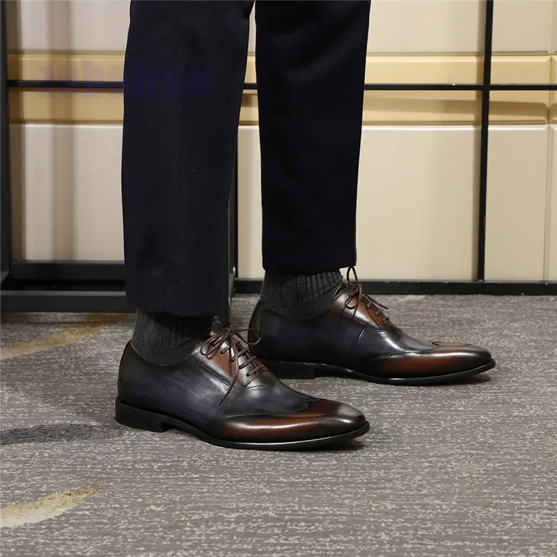 Colored Oxford Shoes Men's Shoes Handmade Wear-Resistant Rubber Soles Shoes Party Wedding Business Casual Leather Shoes