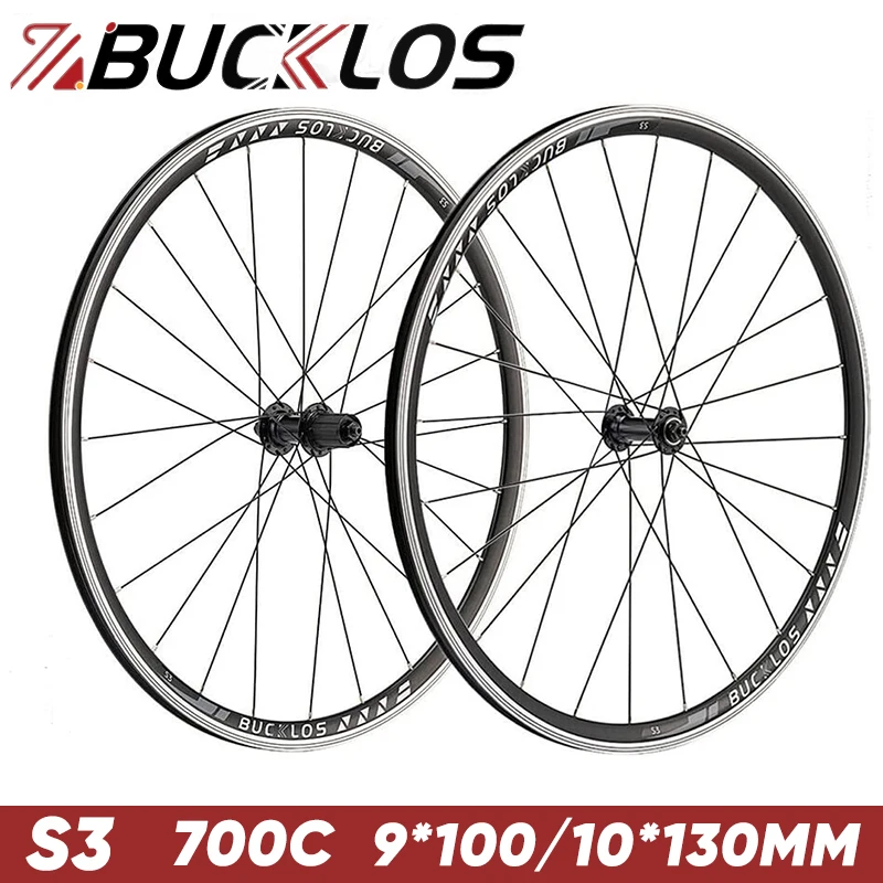 BUCKLOS Road Bike Wheelset 700c Bike Front Rear Wheel 24Hole V Brake 9*100mm 5 Sealed Bearing Road Bicycle Wheels Cycling Parts